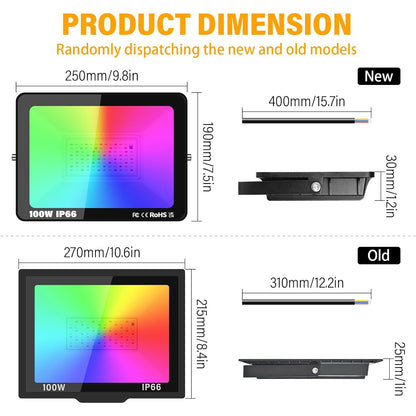 PICAA 100W RGB Dimmable Colour Changing LED Floodlight