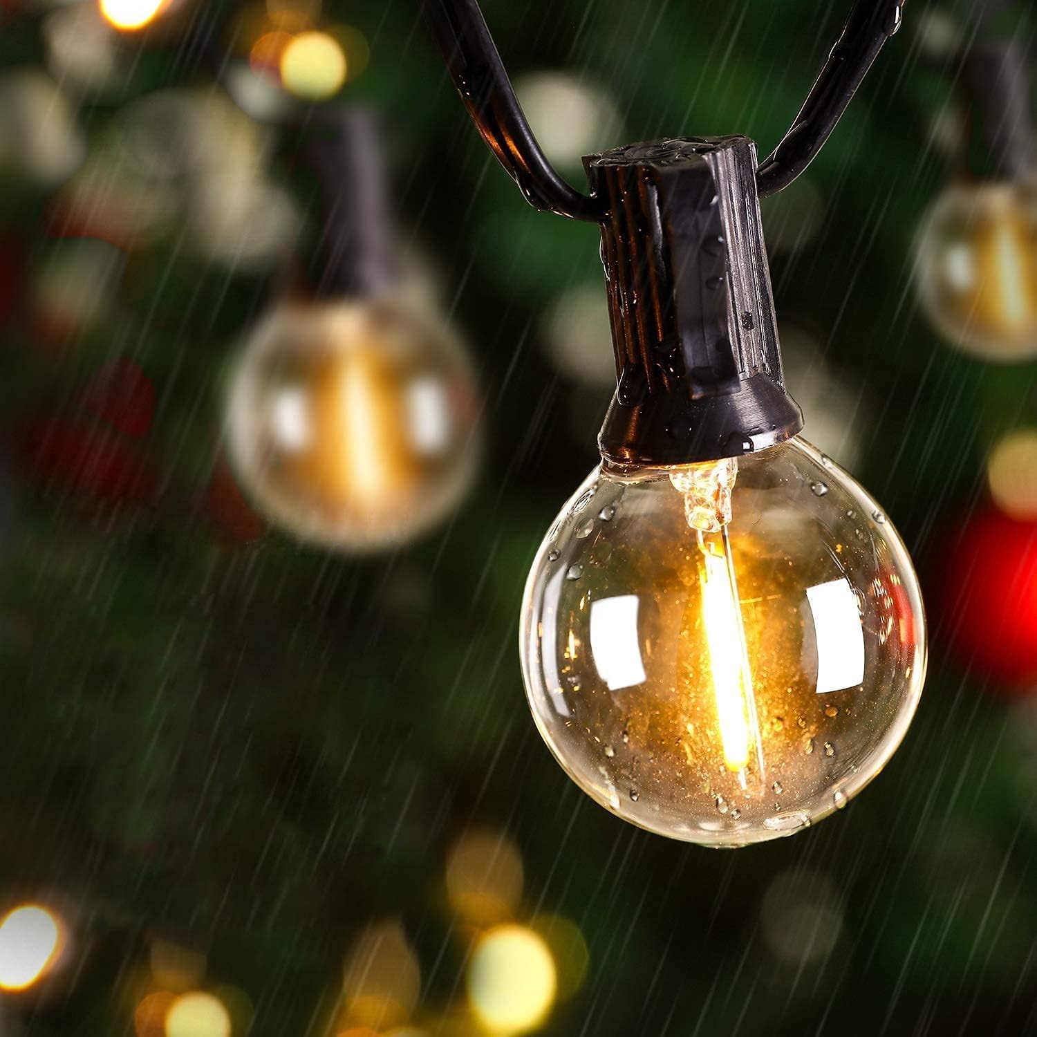 Avoalre 18+3M Outdoor String Lights 30+3 LED G40 Bulbs 8 Modes Timer IP44 Waterproof Warm White