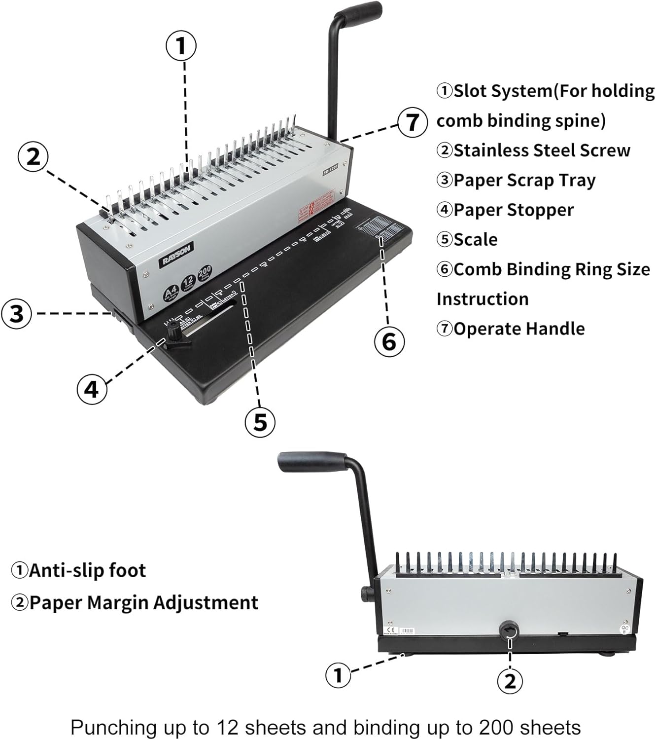 Rayson SD-1201 21-Hole Comb Binding Machine Binds 200 Sheets