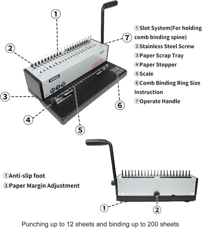 Rayson SD-1201 21-Hole Comb Binding Machine Binds 200 Sheets