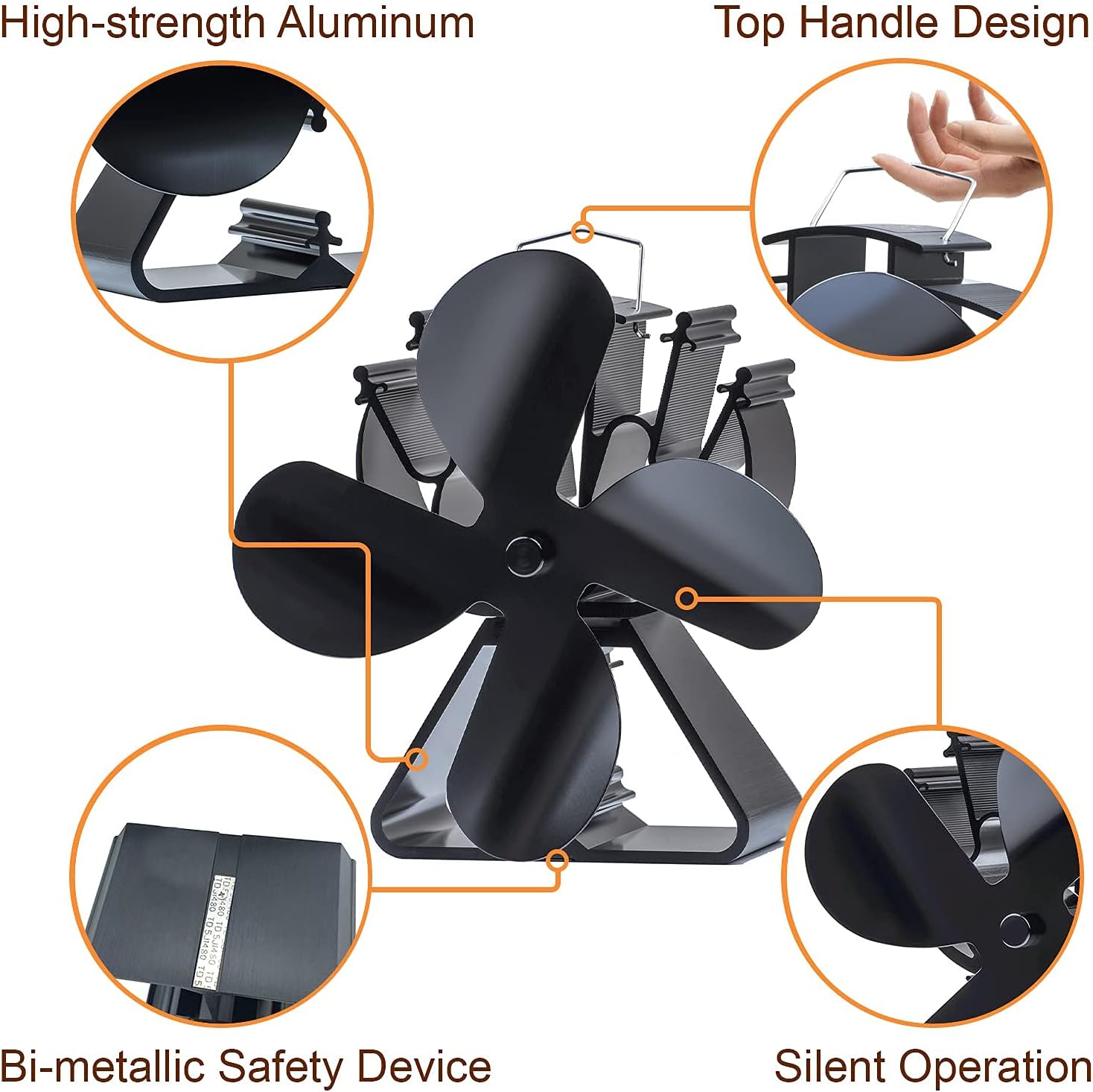 HAWCAFU Heat Powered Stove Fan for Wood Pellet Stove Fireplace