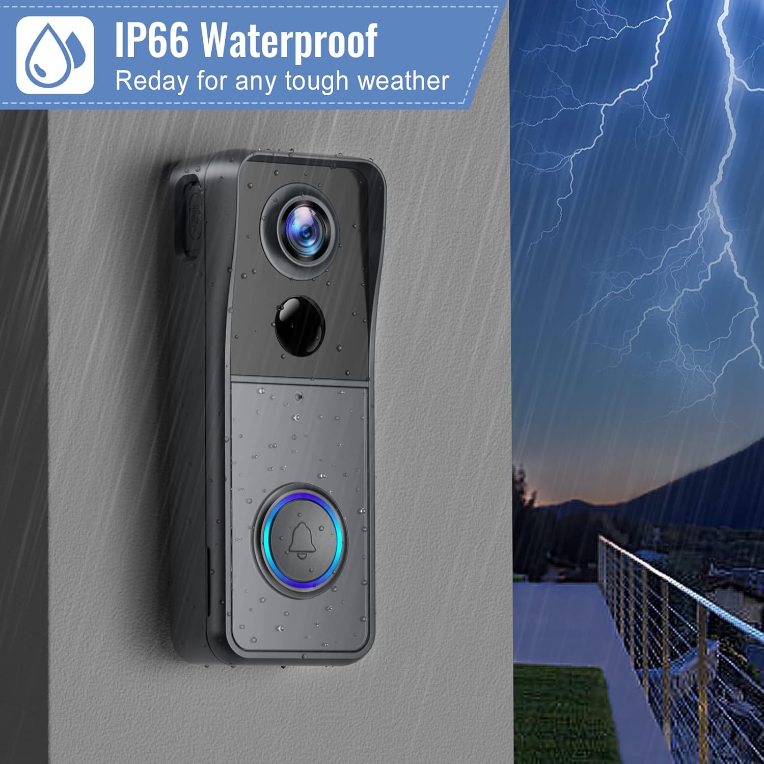 XTU Wireless 2K HD Doorbell – Battery, PIR Motion, Night Vision