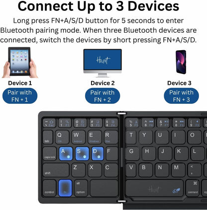 HOUMT Foldable Full-Size Bluetooth Keyboard with Touchpad & Numeric Keypad