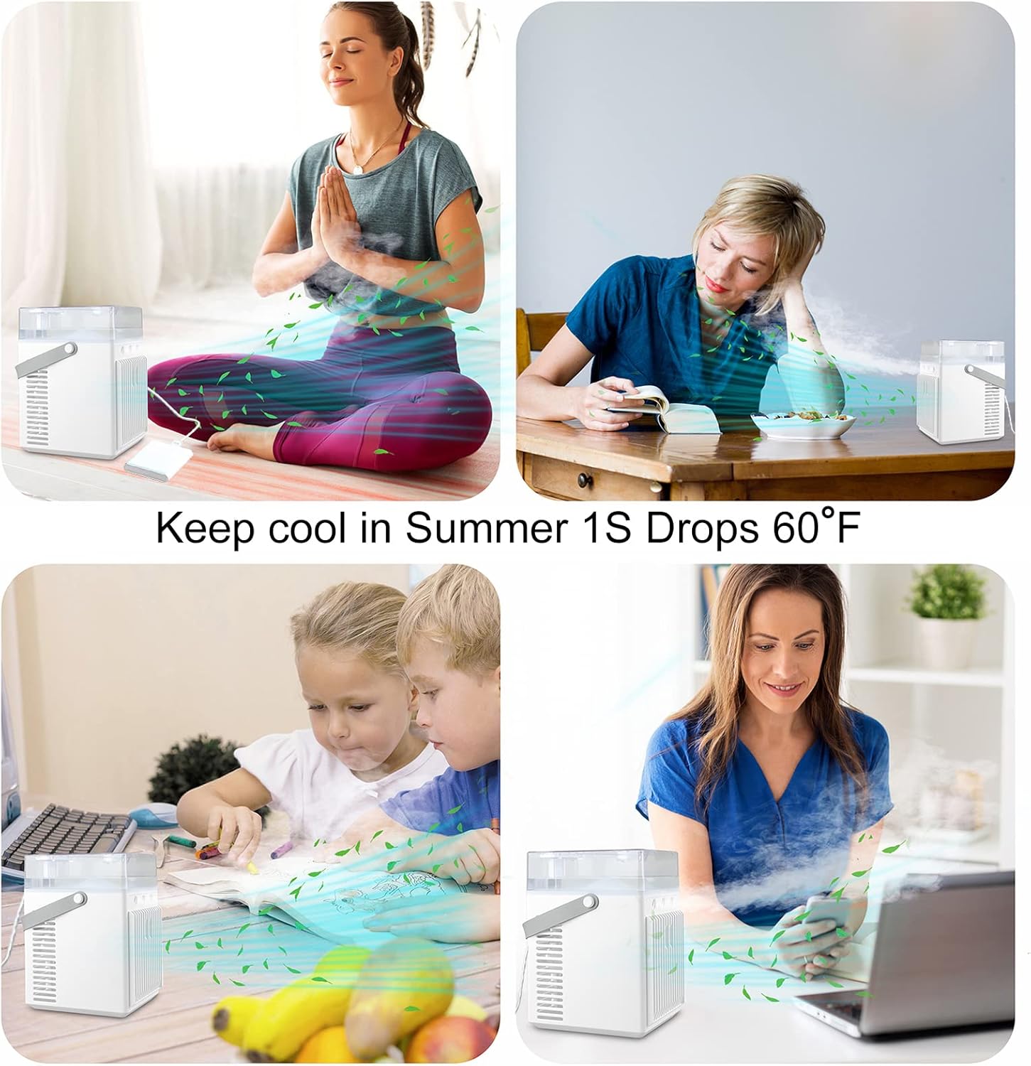 HouGariee Portable Mini Evaporative Air Conditioner Fan – USB‑C, 3 Speeds