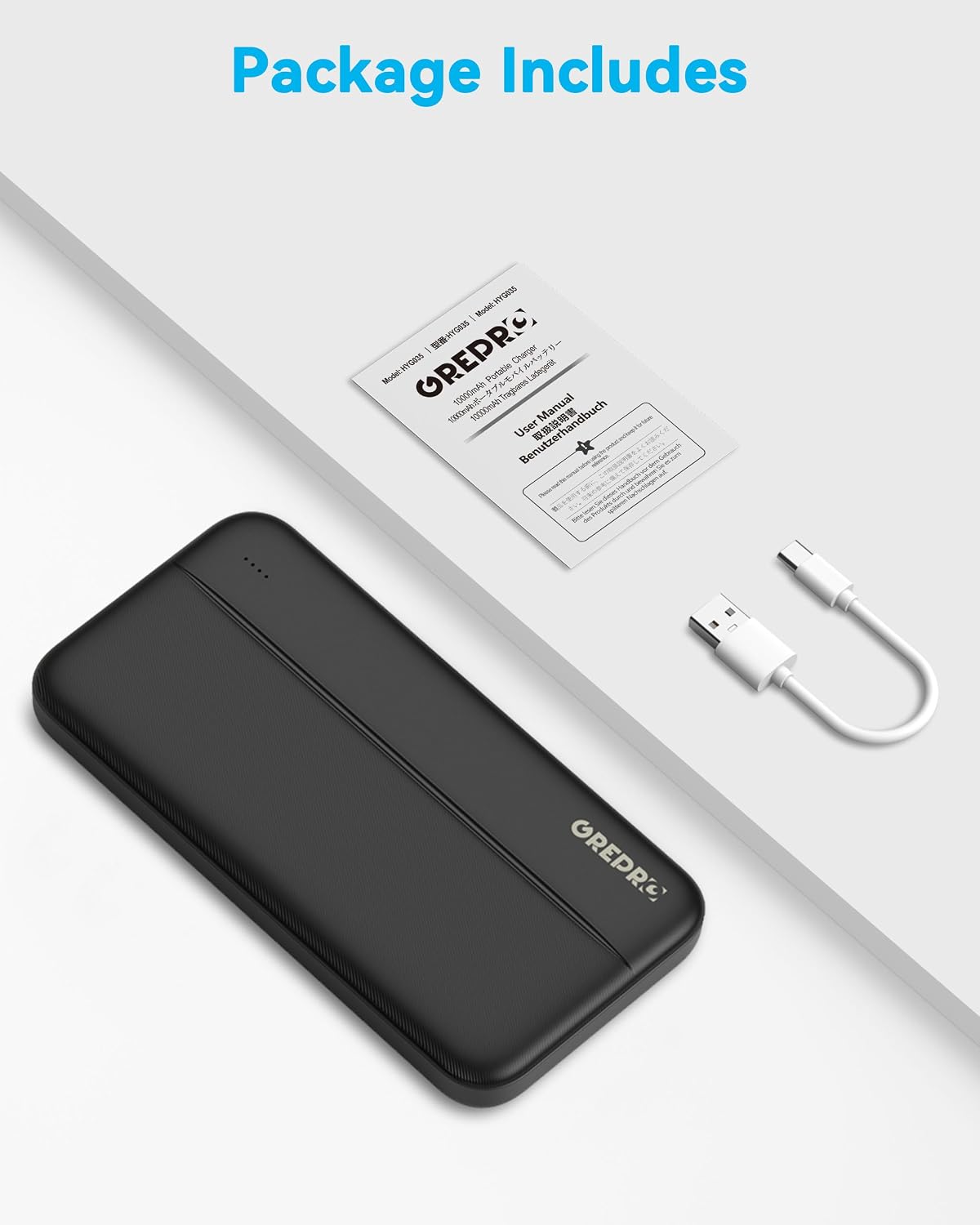 GREPRO HYG035 Compact Power Bank with Type-C Input 10000mAh