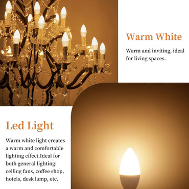 Ddlisu C37 E14 LED Candle Light Bulbs 5W 2700K 6 Pack