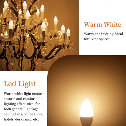 Ddlisu C37 E14 LED Candle Light Bulbs 5W 2700K 6 Pack
