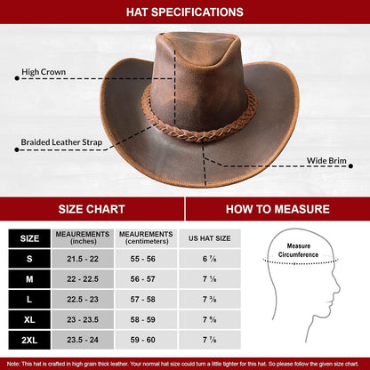 Premium Australian Leather Cowboy Hat with Braided Band