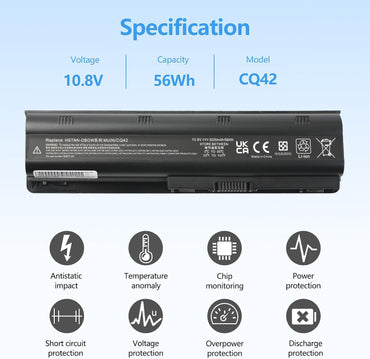 Wikinu MU06 5200 mAh 11.1V 58 Wh Replacement Laptop Battery for HP G62 Pavilion G6 G7