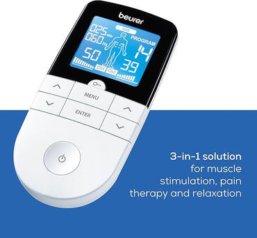 Beurer EM 49 Digital TENS EMS Unit: Pain Relief, Muscle Training, Massage, Electrodes