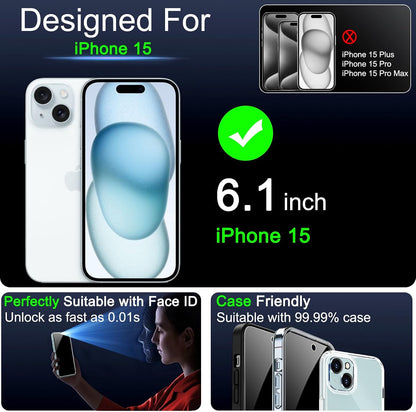 IMBZBK 3 Pack Privacy Screen Protector for iPhone 15