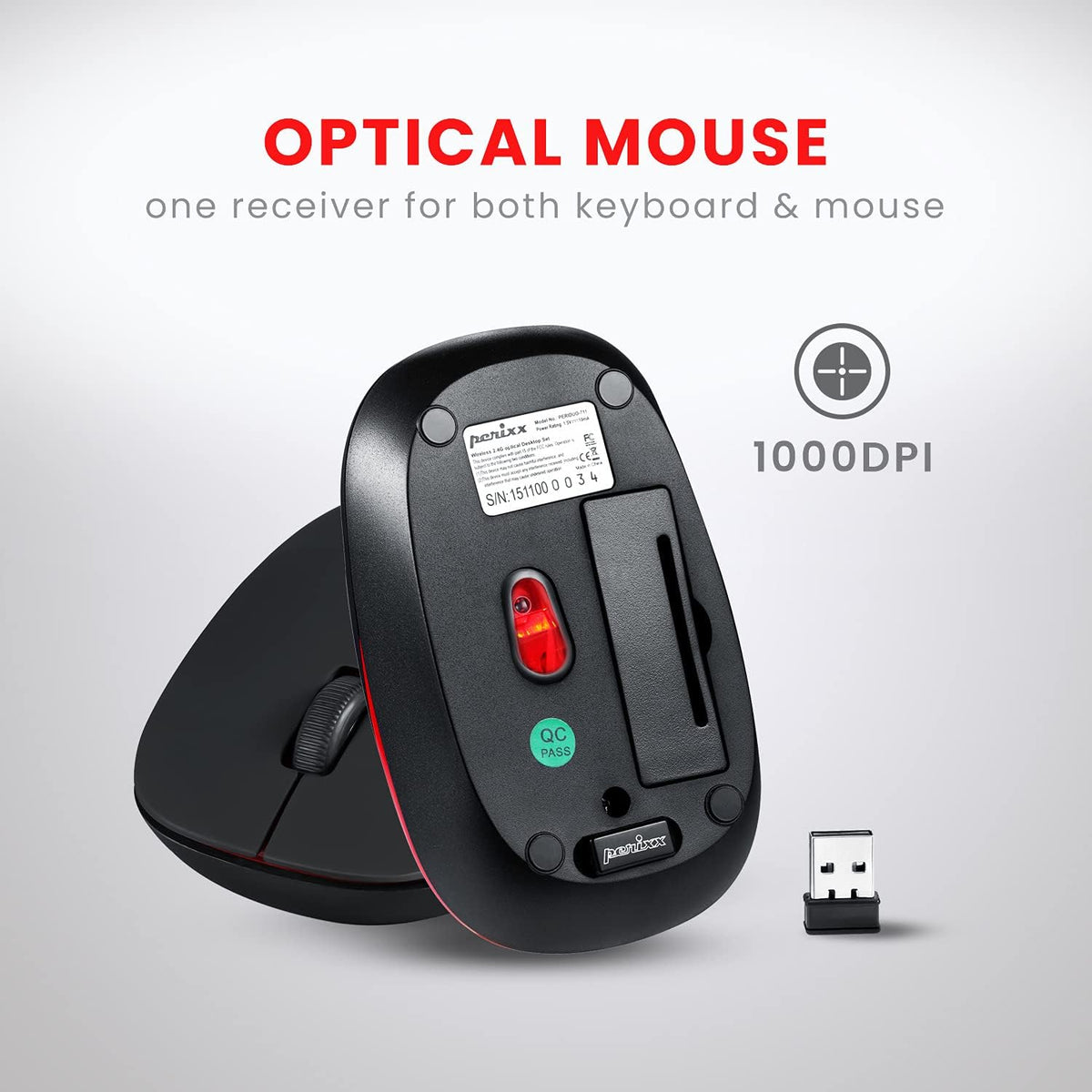 Perixx PERIDUO-712B Wireless Mini Keyboard and Mouse Set