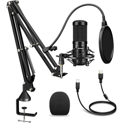 Aokeo AK-60 USB Condenser Microphone Kit – 192kHz/24bit Cardioid Mic with Boom Arm, Shock Mount & Pop Filter