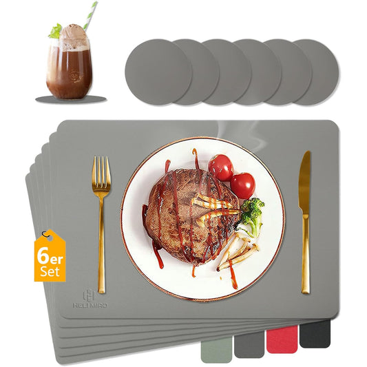 HELI MIAO Washable Heat-Resistant Leather Placemats Set of 6