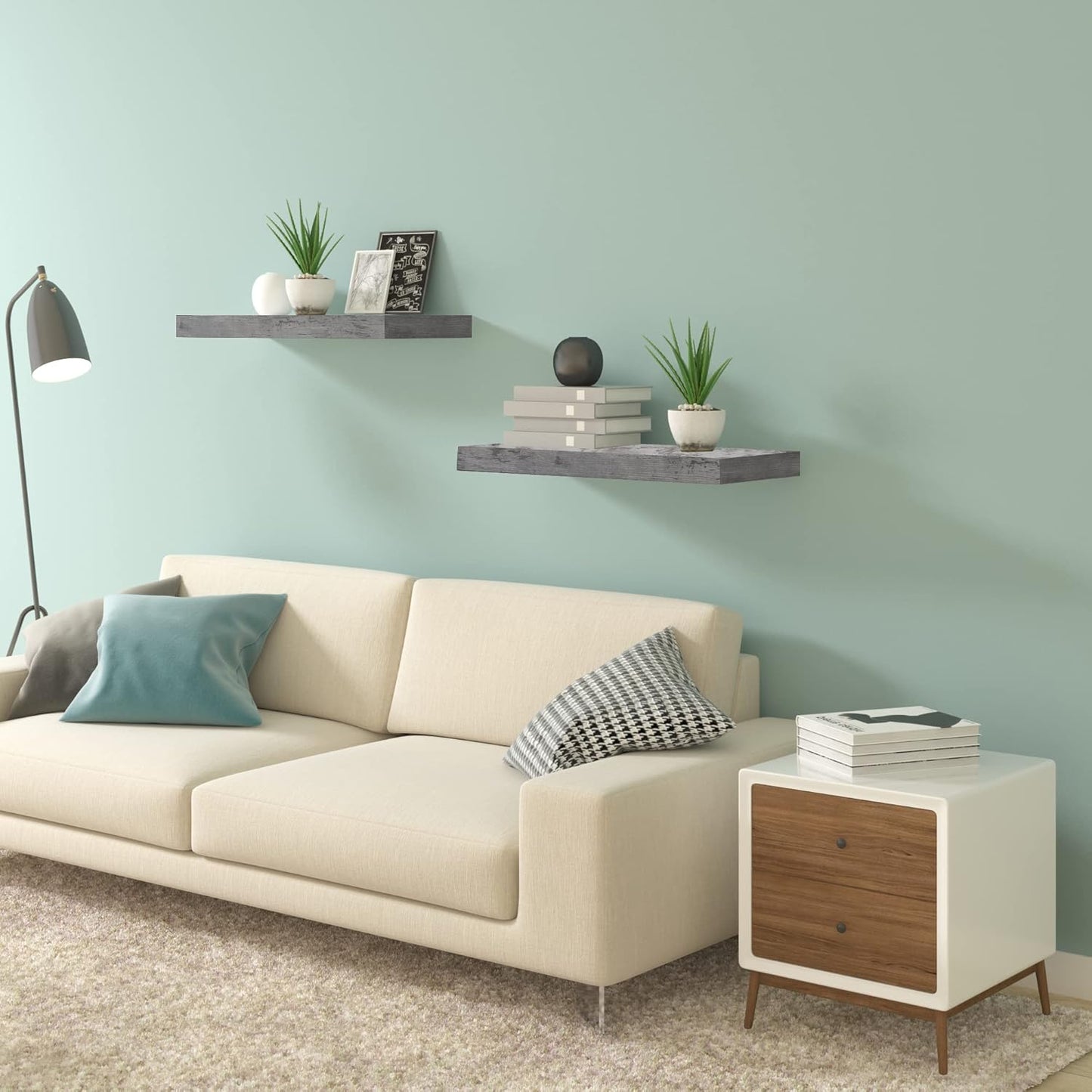 WOLTU Grey Oak Floating Wall Shelf 40cm with 10kg Capacity