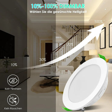 Asstikoo Ultra Flat 7W Dimmable LED Recessed Spotlight Warm White, Neutral White & Cold White, IP44 Waterproof for Bathroom & Living Room - Gomix Brands Outlet