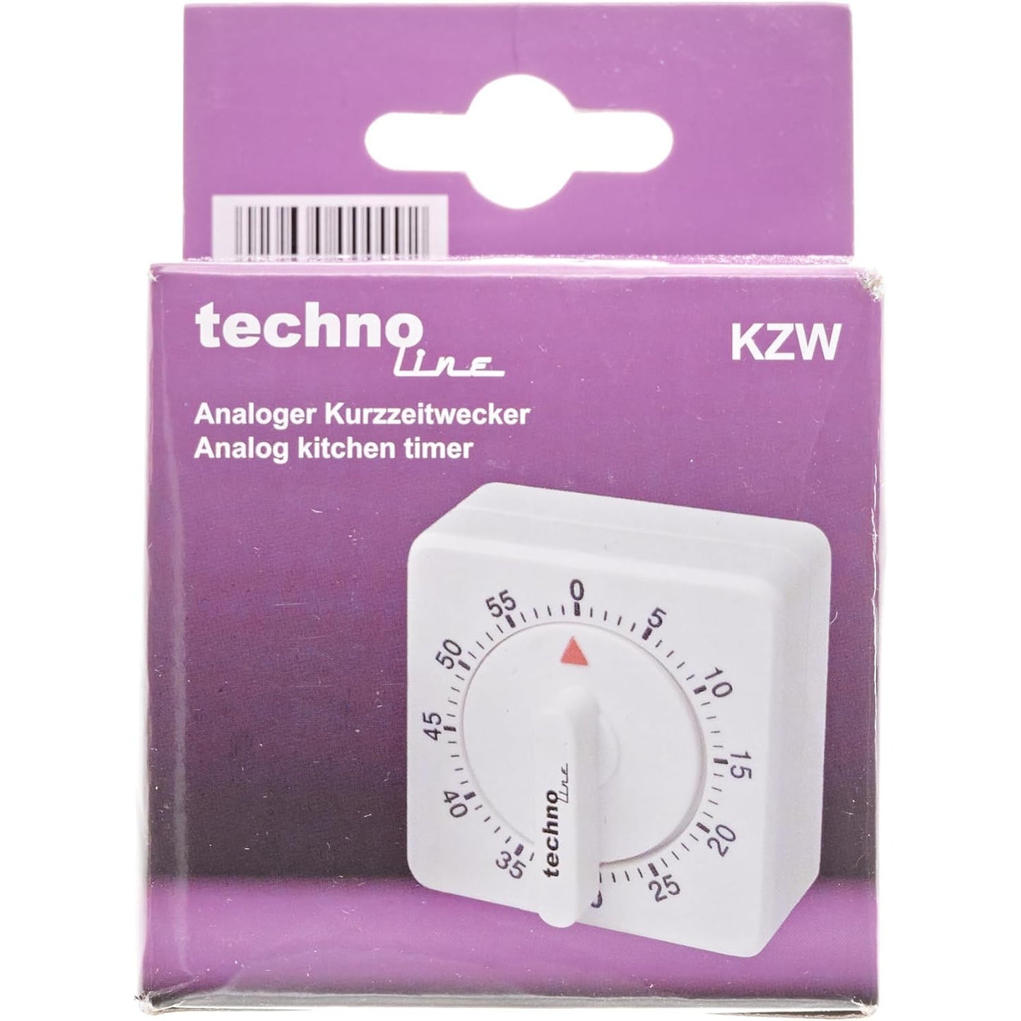 Technoline KZW Analog White Mechanical 60-Minute Kitchen Timer for Cooking Baking