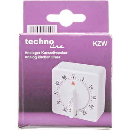 Technoline KZW Analog White Mechanical 60-Minute Kitchen Timer for Cooking Baking