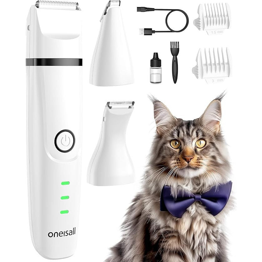 oneisall 3-in-1 Low-Noise Cordless Cat Grooming Clippers Kit