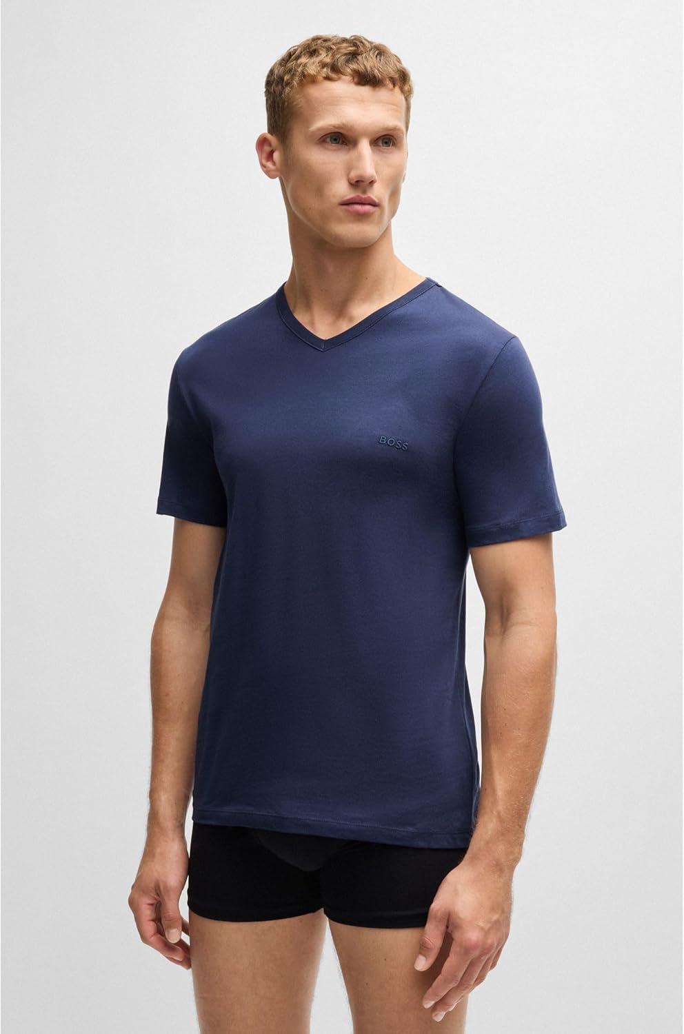 BOSS Men's Pure Cotton V-Neck T-Shirt Pack of Six