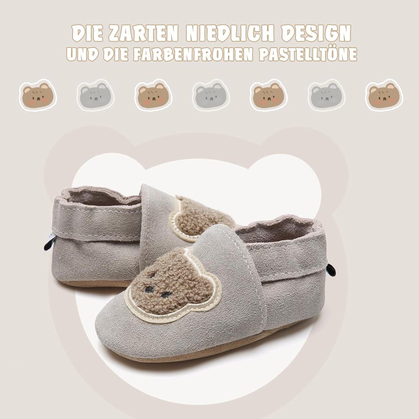 IceUnicorn Babies First Walking Shoes Soft Leather Slippers with Suede Soles