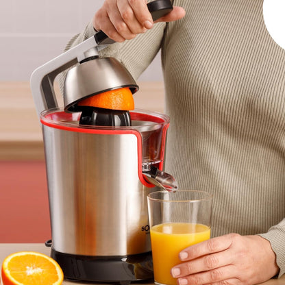 Solac Stainless Steel 600W Electric Citrus Juicer with Dual Cones