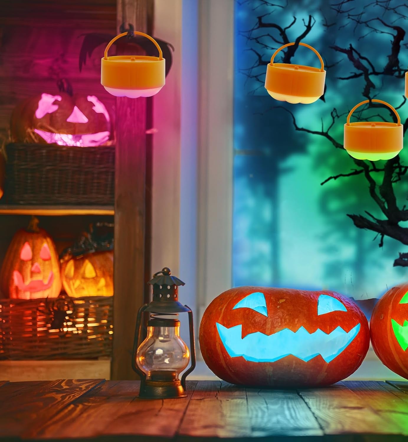 Gobesty Flameless LED Pumpkin Lights Remote Control 4-Piece Set