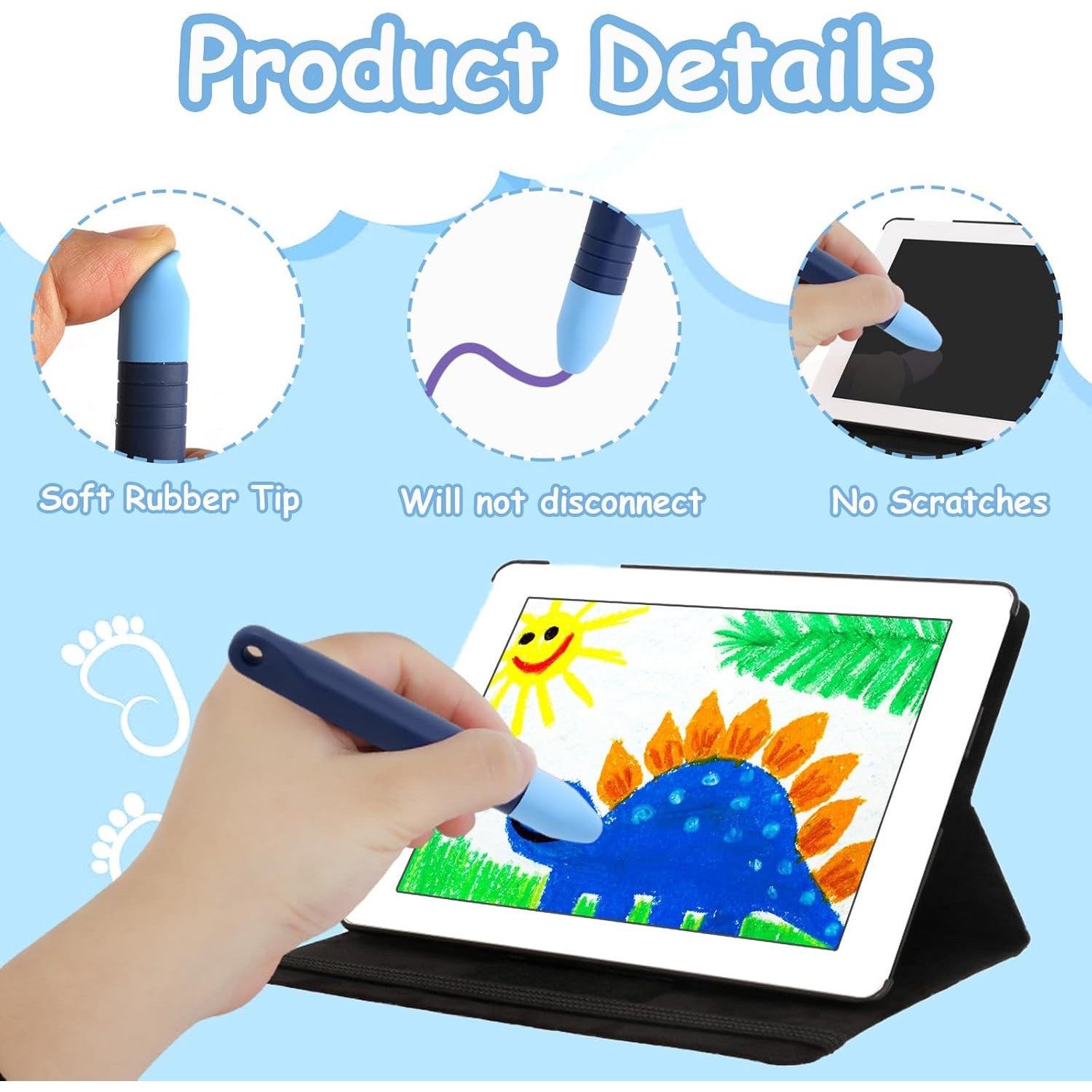 Kid-Friendly Stylus Pens with Anti-Loss Lanyard for Touchscreen – Blue