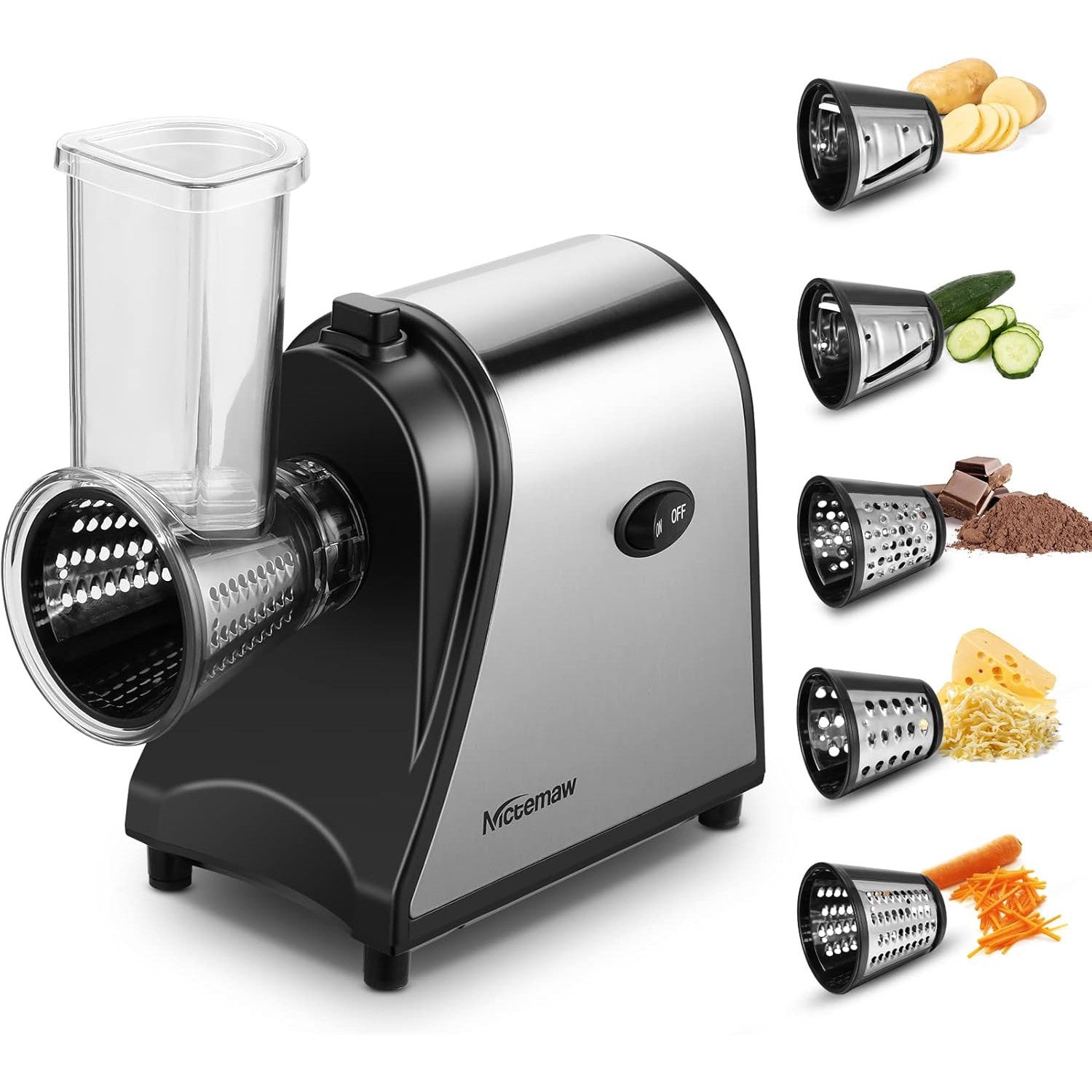 Nictemaw 250W Electric Vegetable Cutter with 5 Interchangeable Drums