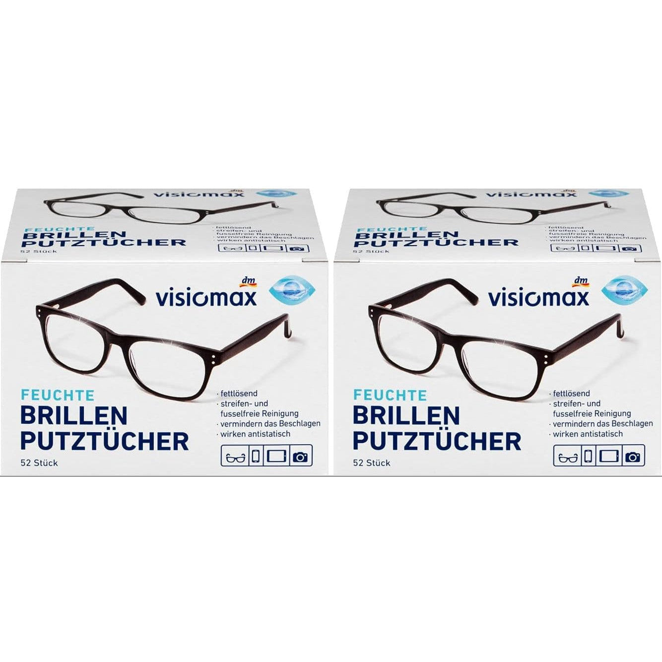 Visiomax Moist Grease‑Dissolving Glasses Cleaning Cloths – 156 Pieces