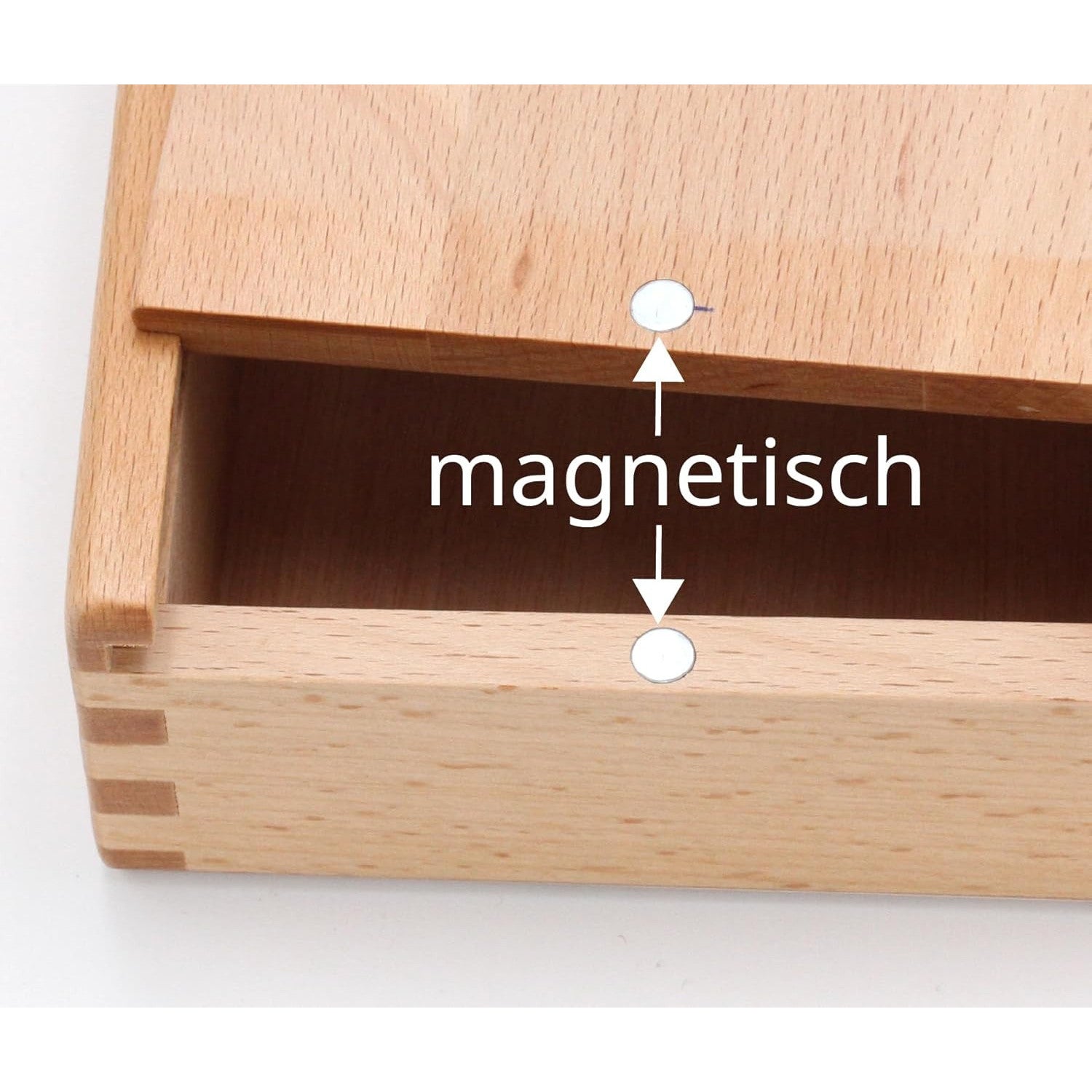 Premium Beech Wood Pencil Box with Magnetic Sliding Lid