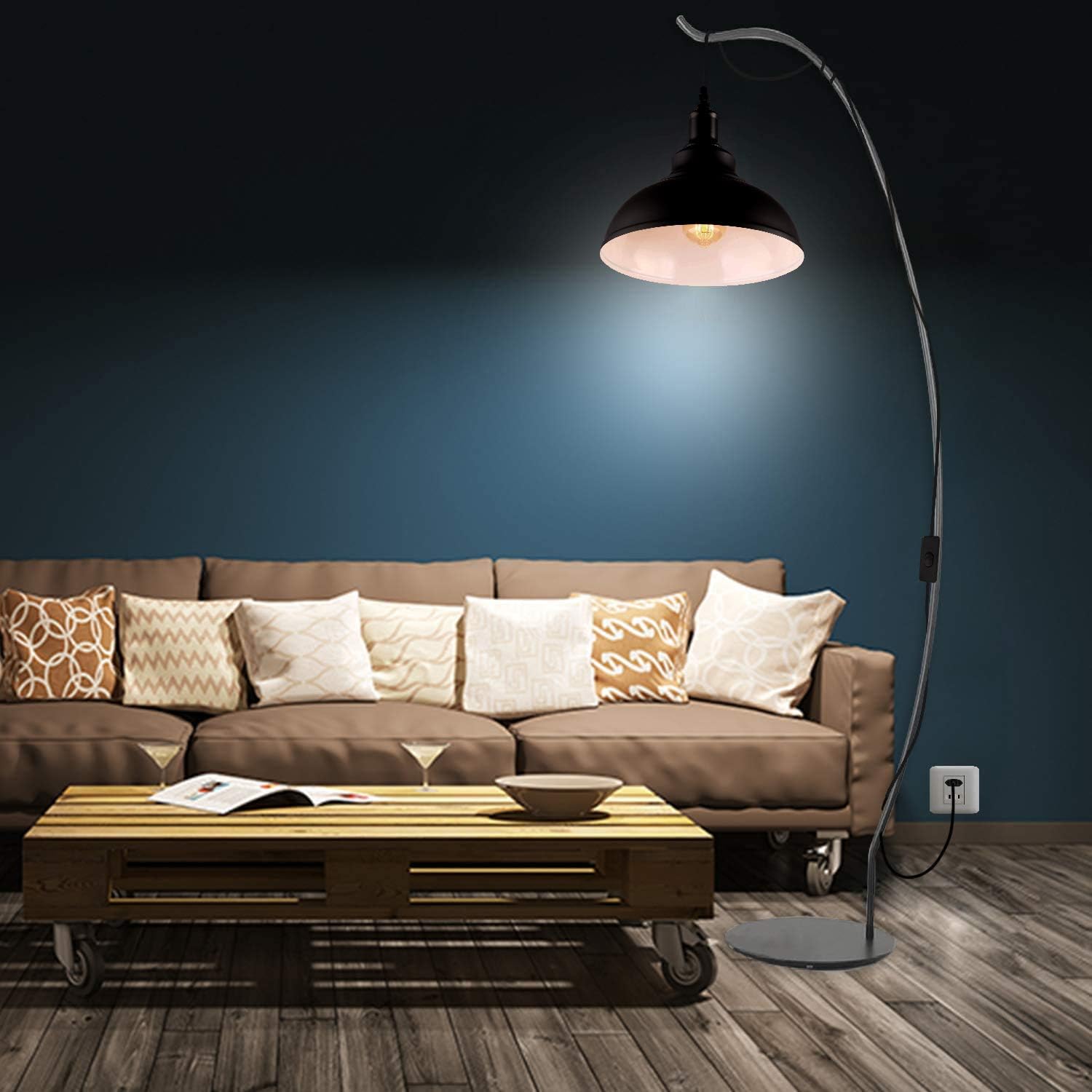 Industrial Vintage 2‑Piece Plug‑In Pendant Light Kit with Dimmer