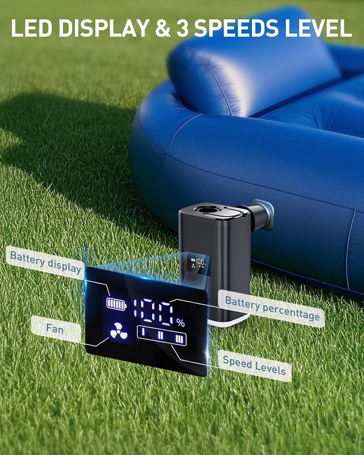 ZOPOM Portable Air Pump for Inflatables 5X Faster USB Rechargeable Mini