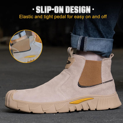 Hogent Slip-On Steel Toe Welding Work Boots for Men
