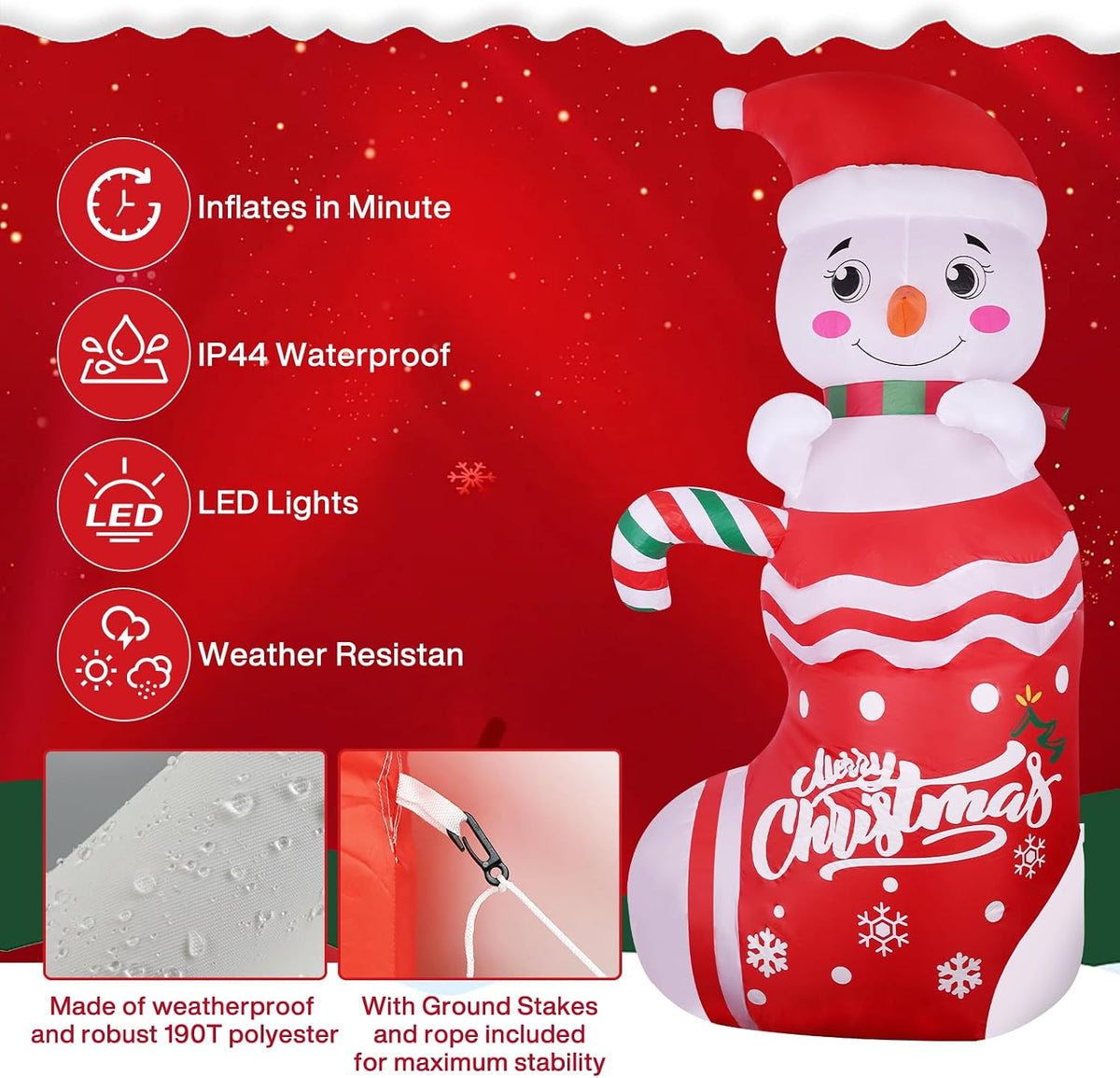NUZEKY 40807VEQHVQ4O8U Inflatable Snowman 2.4m