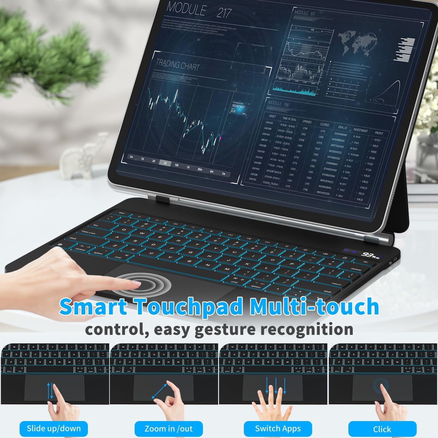 Emoonland Magic Keyboard Case for iPad Air 13 & iPad Pro 12.9 – Backlit, Trackpad, Floating Stand