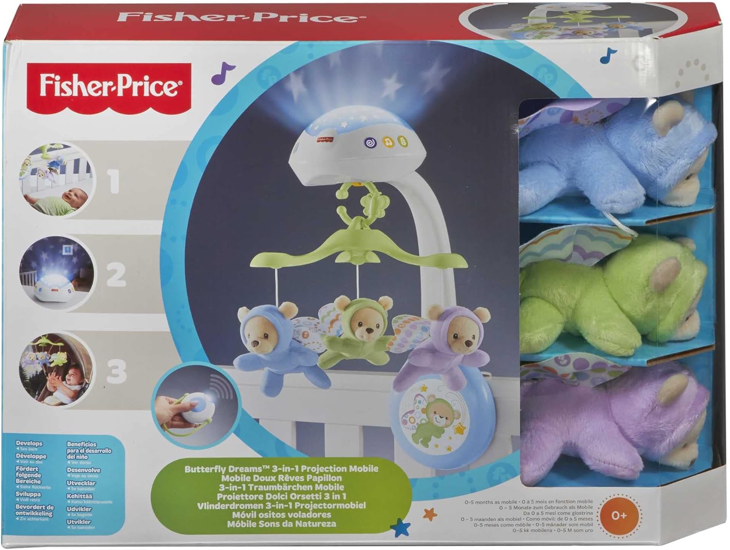 Fisher-Price 3-in-1 Dream Bear Mobile with Music Night Light