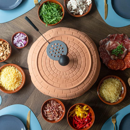 BluMill Electric Pizza Oven with Clay Dome for Even Heat, Spatula, Dough Pan