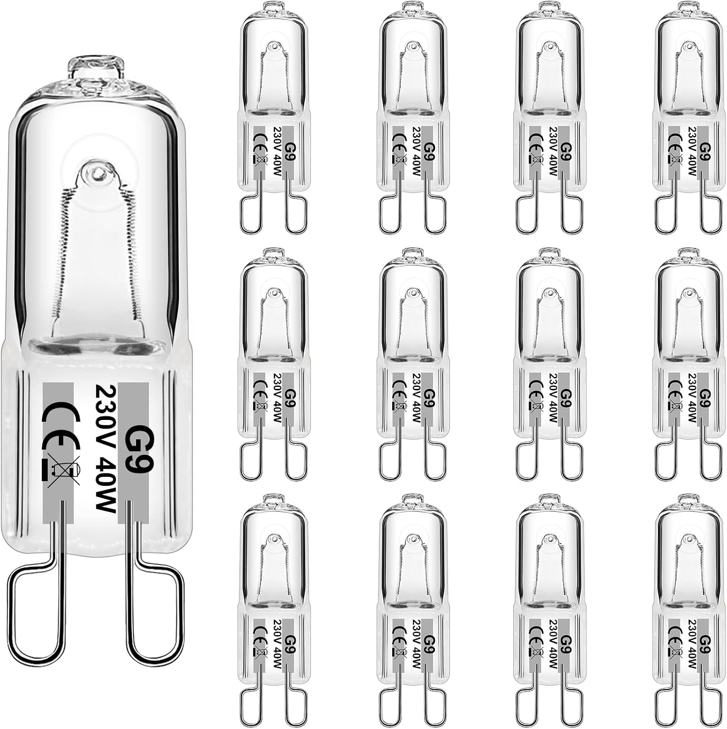 WeshLMPO G9 Halogen Bulbs 40W Dimmable 2700K Warm White 480lm 12-Pack
