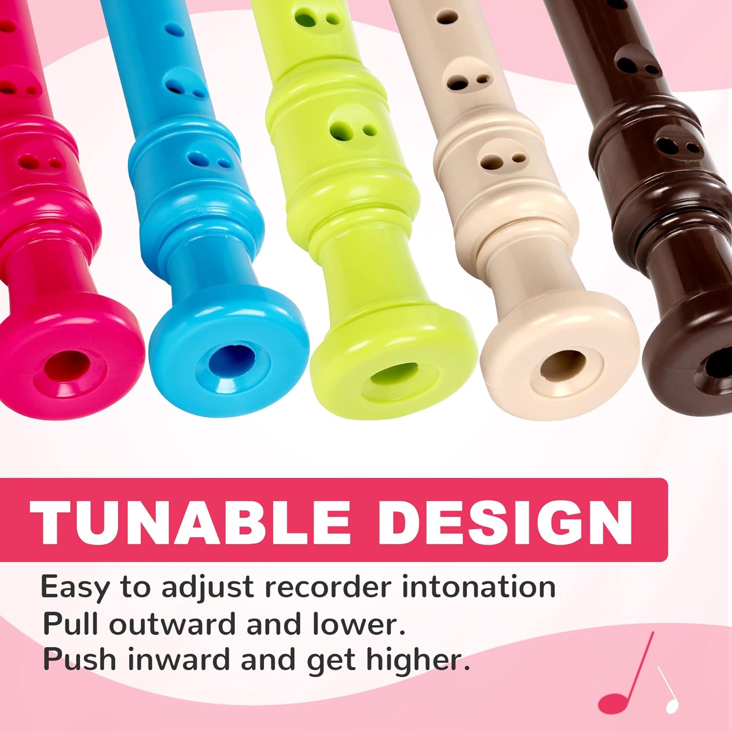 CONJURER Pink Soprano Recorder 8-Hole German Fingering for Children