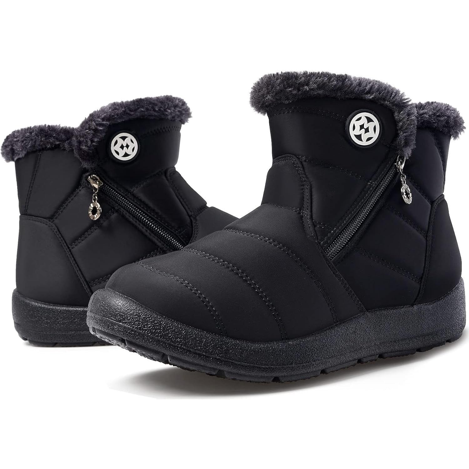 Eagsouni Women's Warm Fur‑Lined Waterproof Snow Ankle Boots