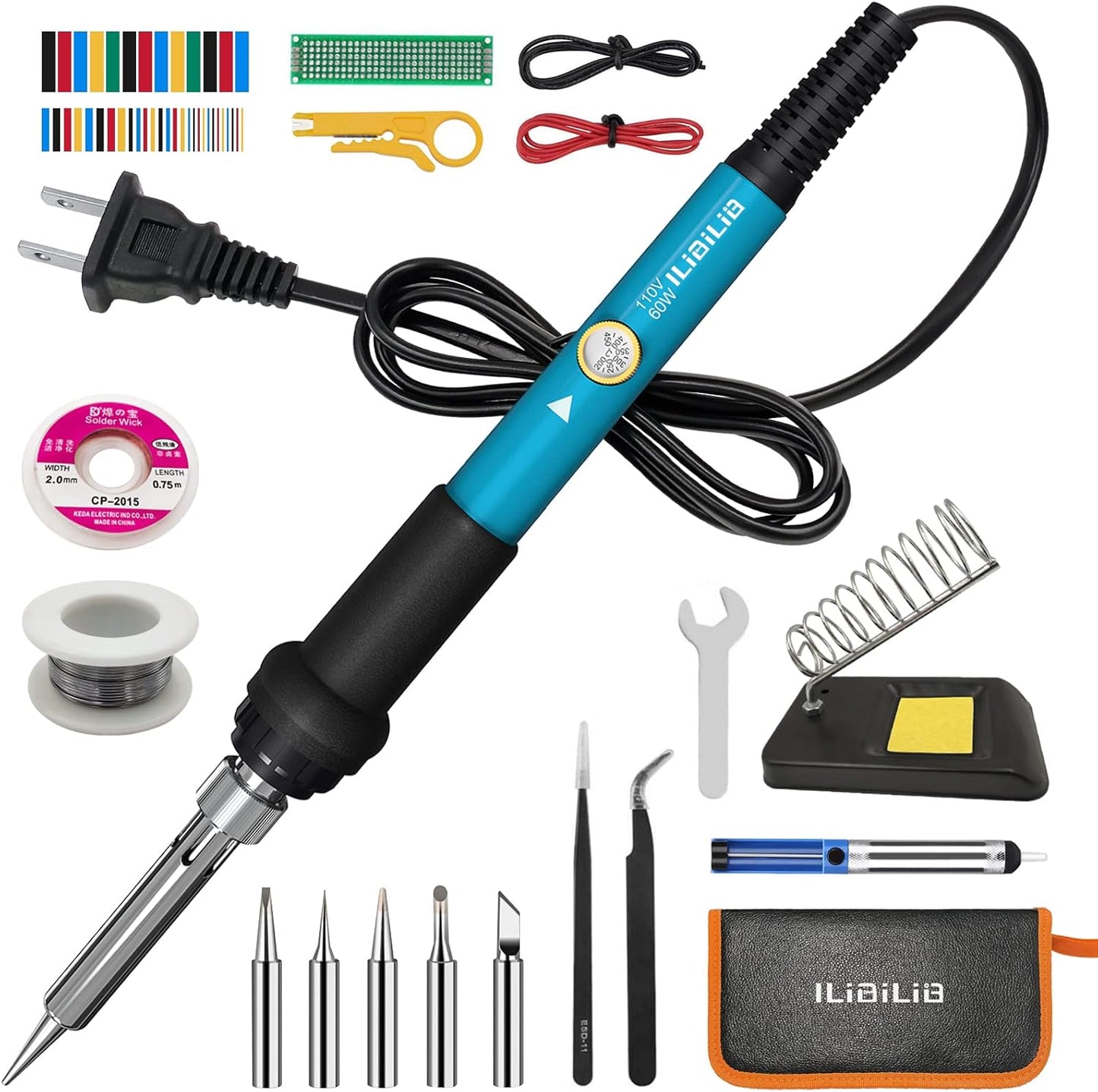ILIBILIB 60W Adjustable Temperature Soldering Iron Kit with 5 Tips