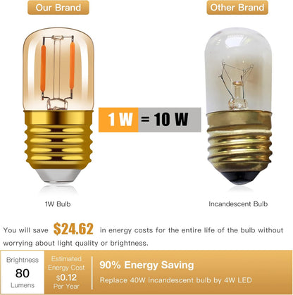 Hcnew E27 1W Retro LED Filament Light Bulbs, Warm White 2200K, 6-Pack
