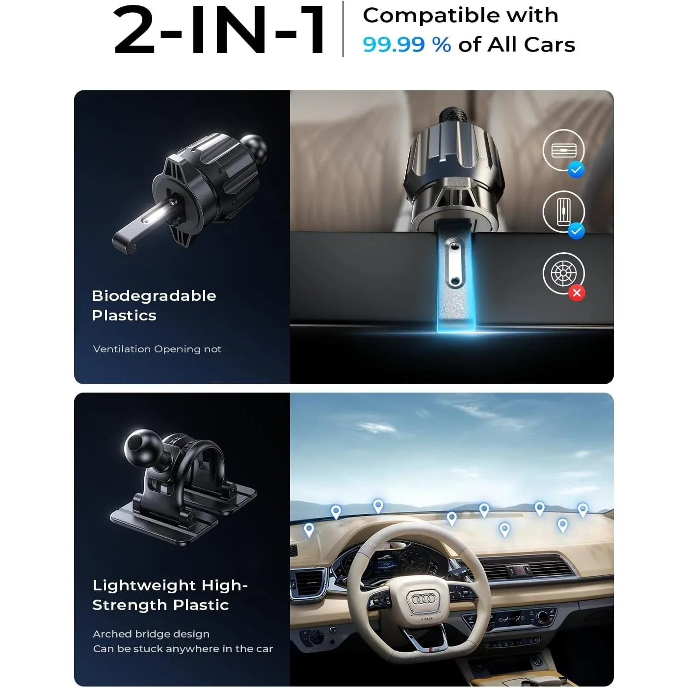 LISEN 15W MagSafe Car Mount Charger - Black Wireless Phone Holder - Gomix Brands Outlet