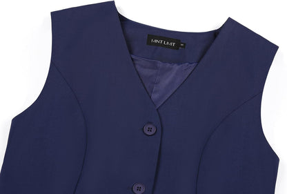Navy Blue Women's Vest Waistcoat with Pockets – MINTLIMIT