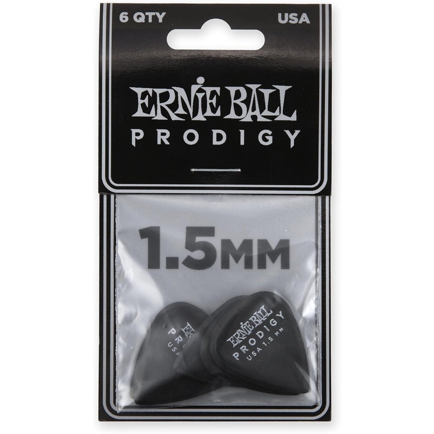 Ernie Ball Prodigy Black 1.5mm Guitar Pick Pack 6