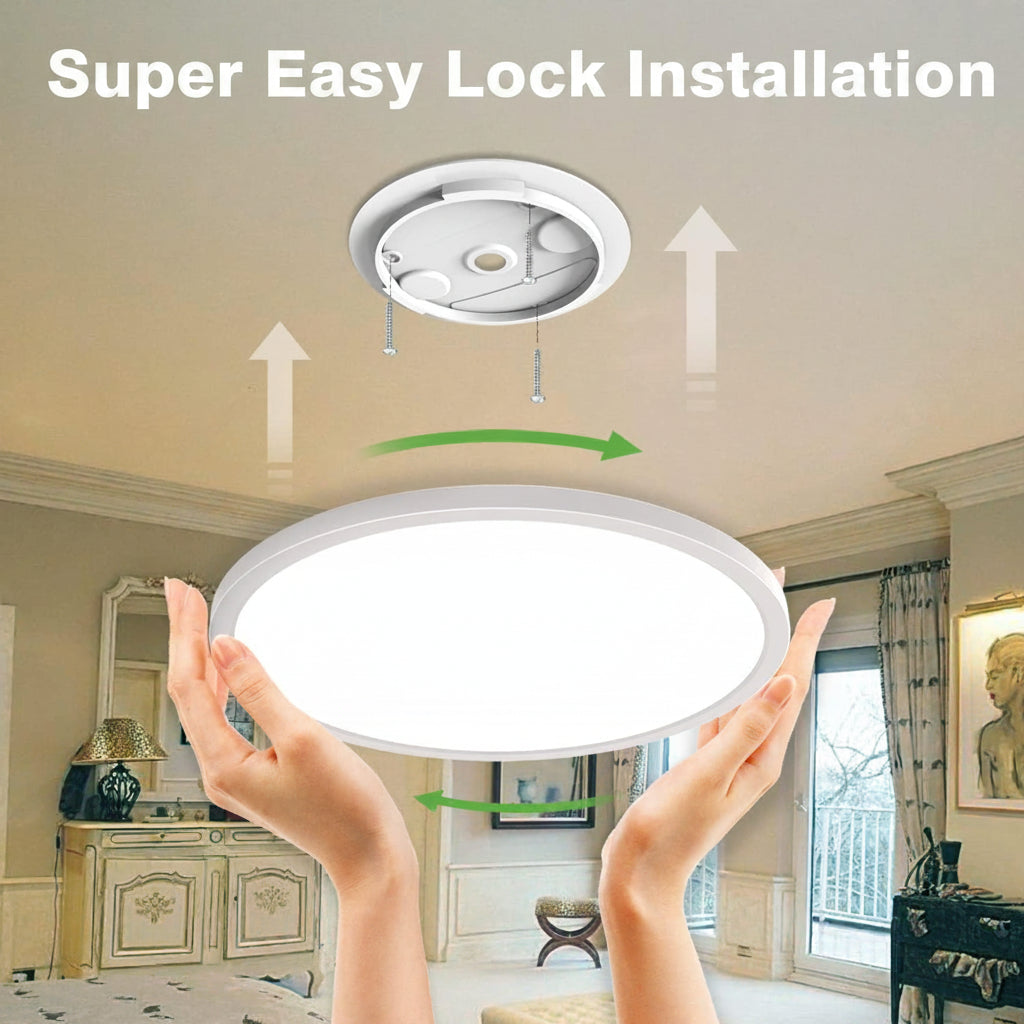 zemty LED Ceiling Light with Radar Motion Sensor 19W 4000K Flat Indoor Lamp 22cm 1800LM Round IP44 for Balcony Cellar Hallway Garage