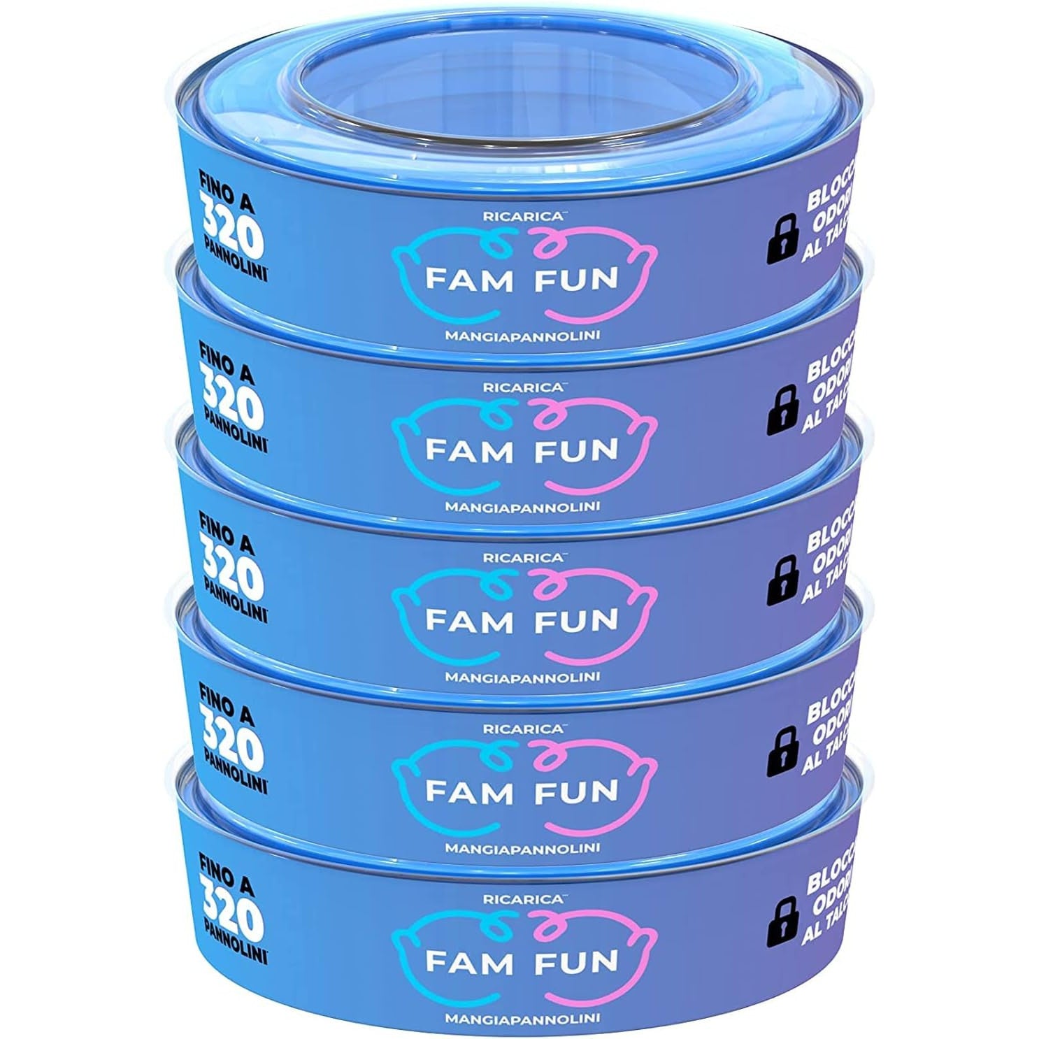 Fam Fun Extra‑Long Odor‑Blocking Diaper Disposal Bags 5‑Pack