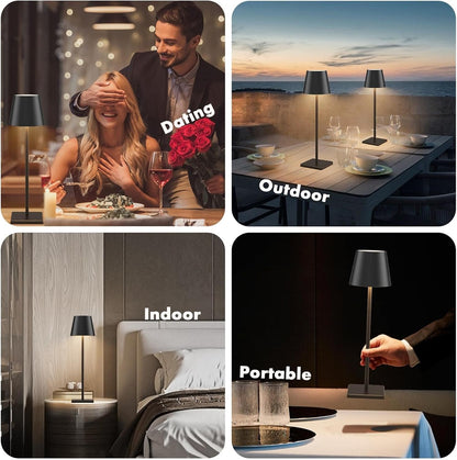 Aoceley HT-010 2-Pack LED Cordless Table Lamp Rechargeable 5000mAh Stepless Dimming IP65 Waterproof Modern Portable