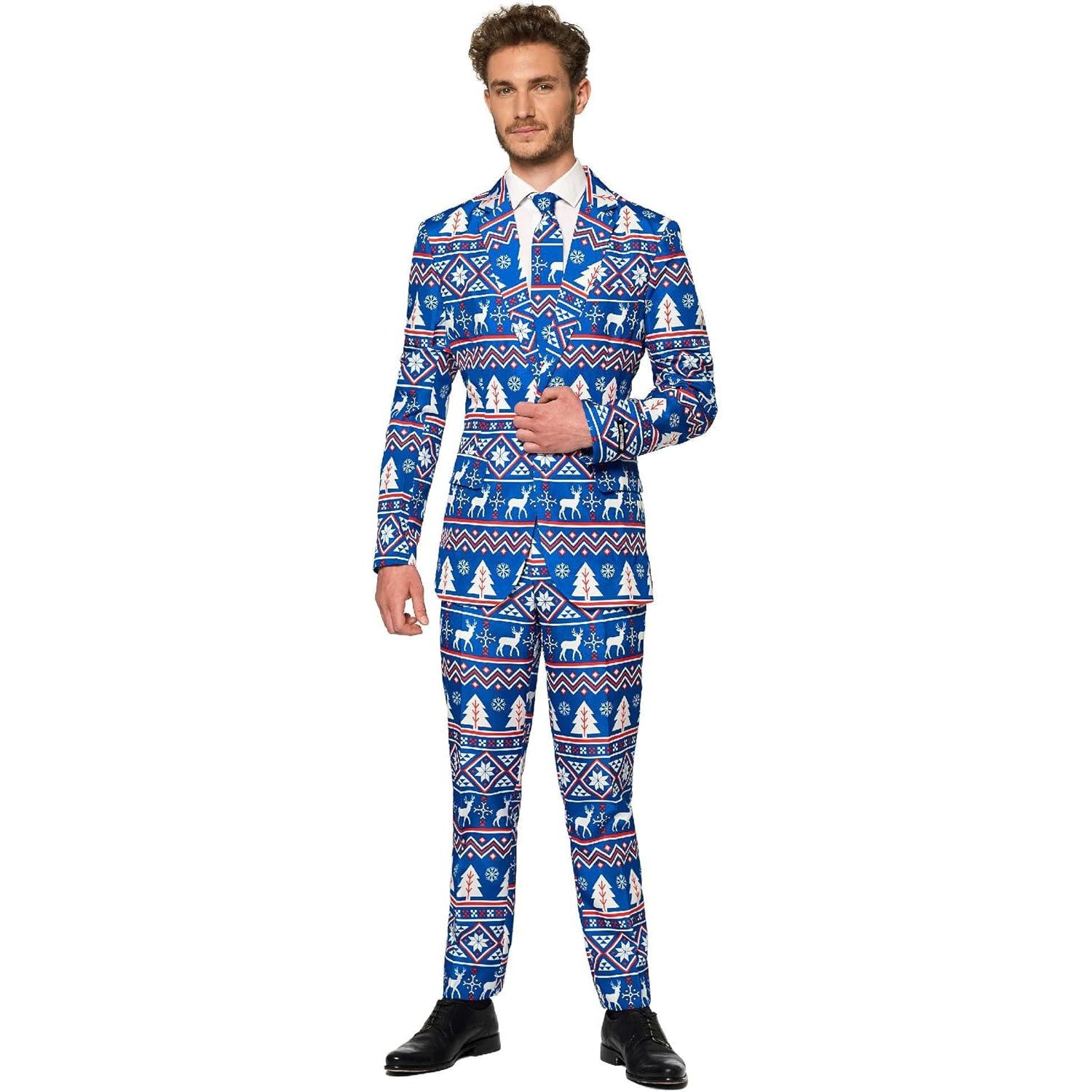 Suitmeister Men's Christmas Blue Nordic Business Suit Set